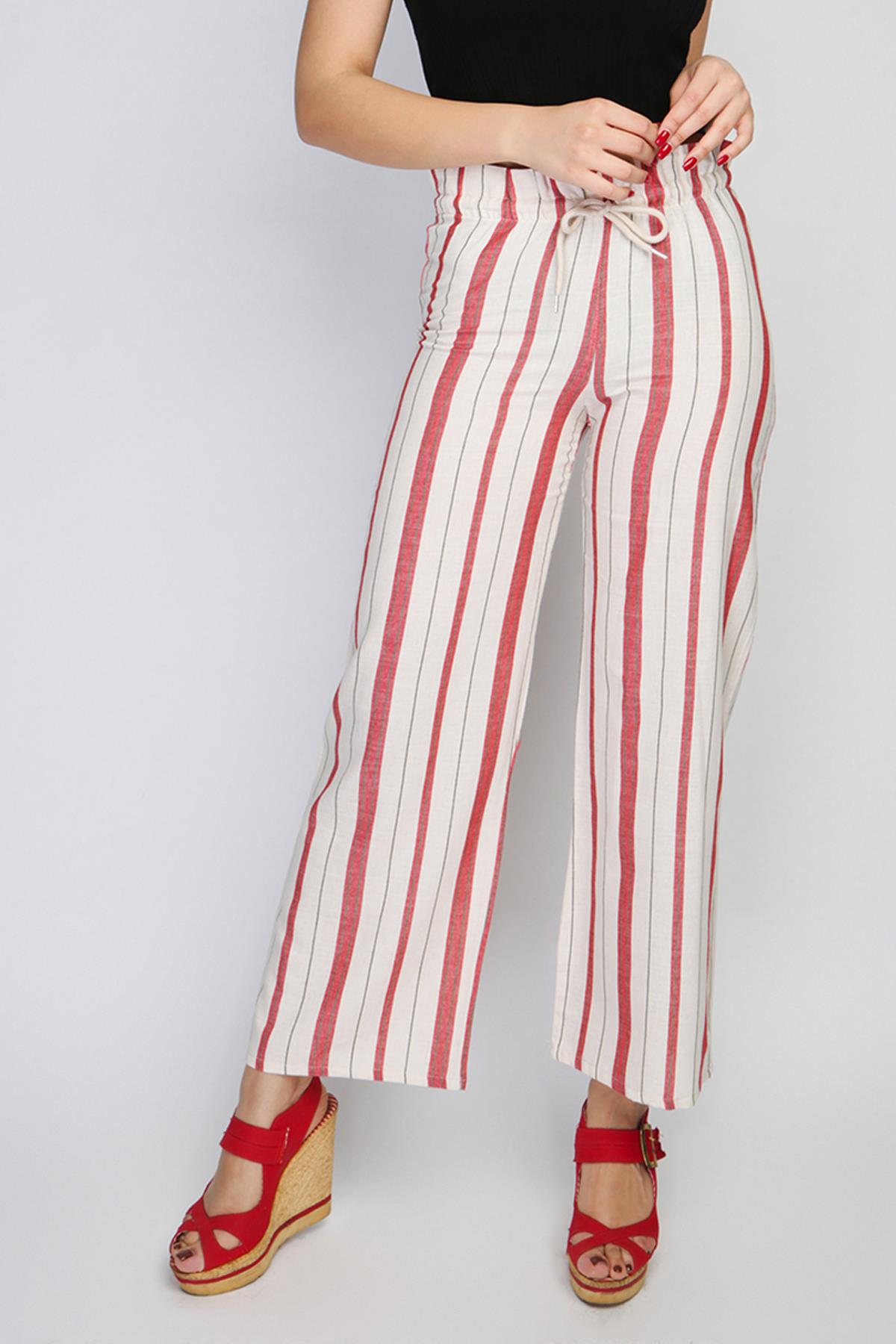 Rodi Women's Striped Elastic Waist Wide Leg Trousers RD21YB010155