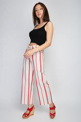 Rodi Women's Striped Elastic Waist Wide Leg Trousers RD21YB010155