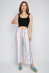 Rodi Women's Medium Striped Elastic Waist Wide Leg Trousers RD21YB010122