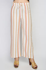 Rodi Women's Medium Striped Elastic Waist Wide Leg Trousers RD21YB010122