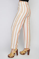 Rodi Women's Medium Striped Elastic Waist Wide Leg Trousers RD21YB010122