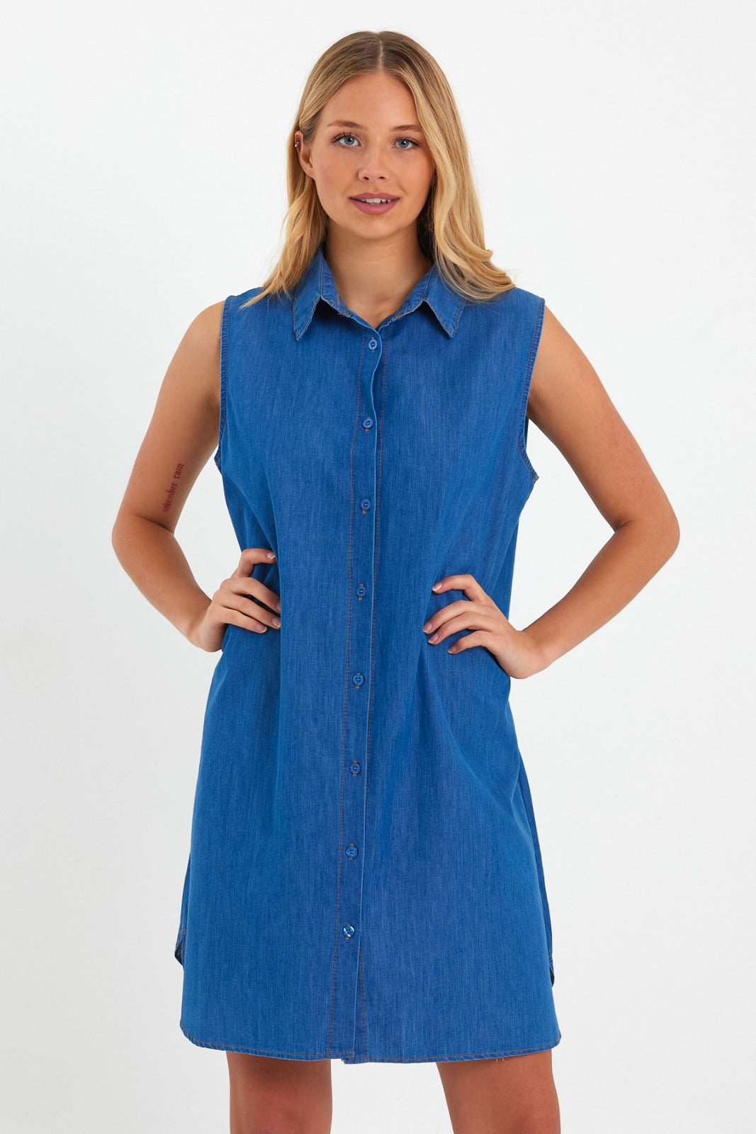 Rodi Women's Zero Sleeve Denim Dress RD24YB11T101