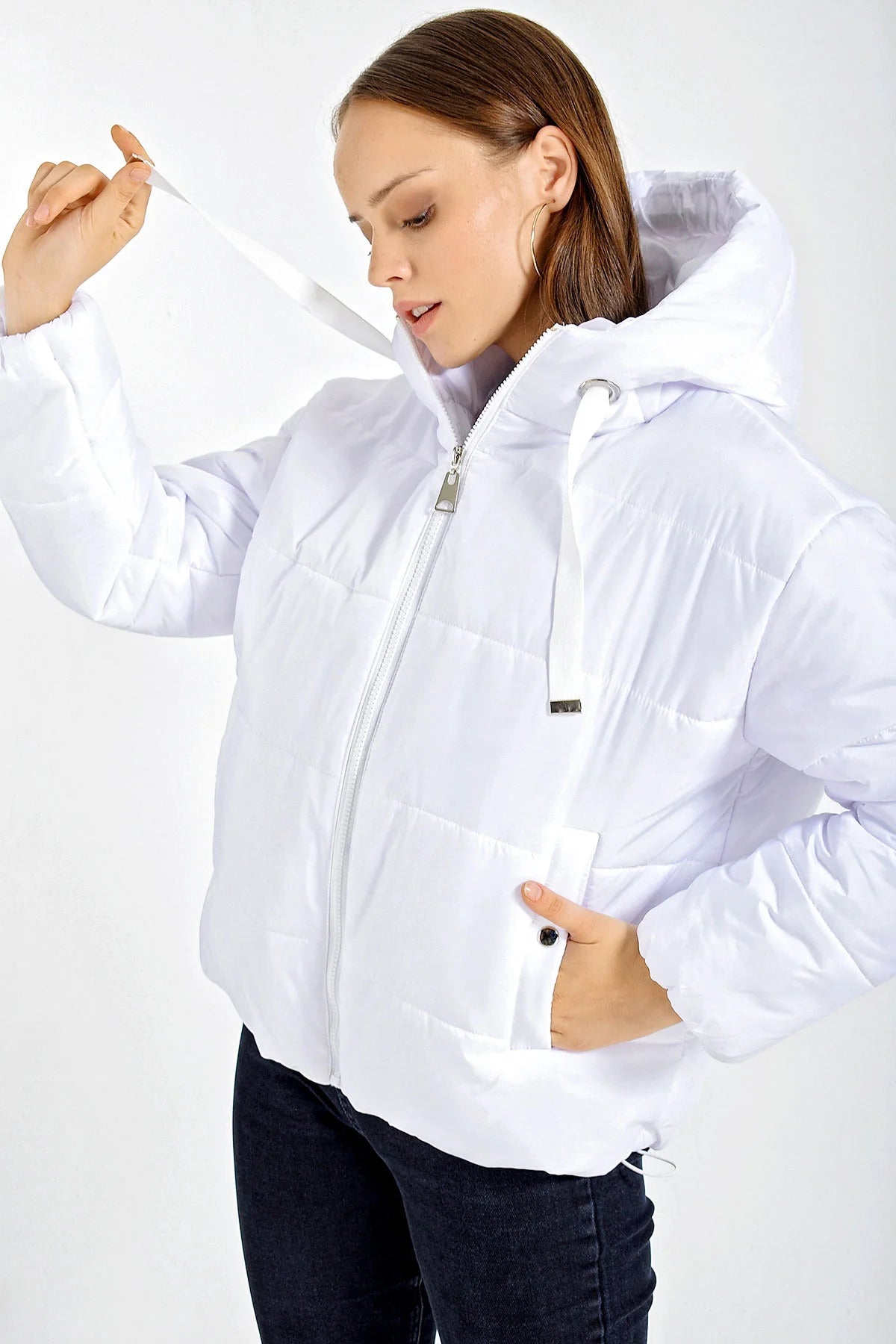 Rodi Women's Puffer Jacket Short Hooded DS22KB025117