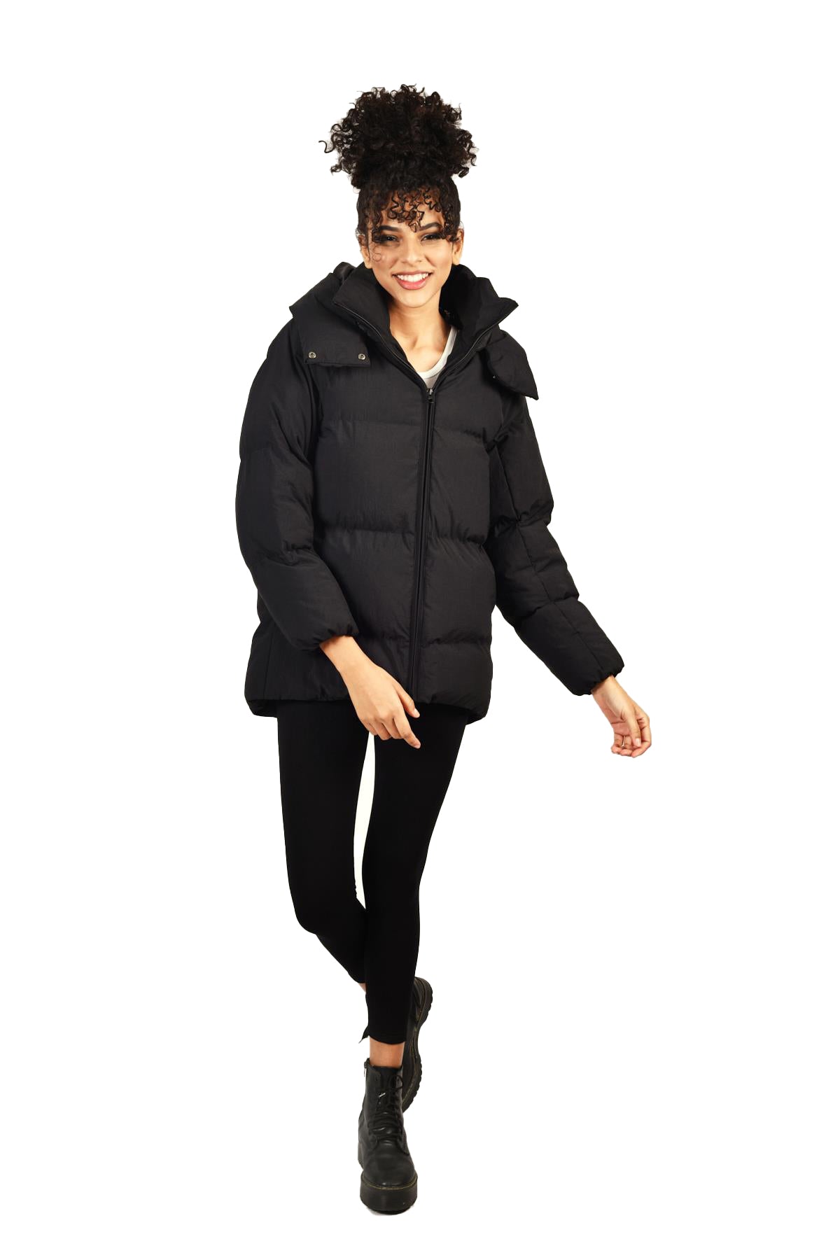 Rodi Oversize Hooded Plain Long Sleeve Women's Puffer Coat RD23KB020584