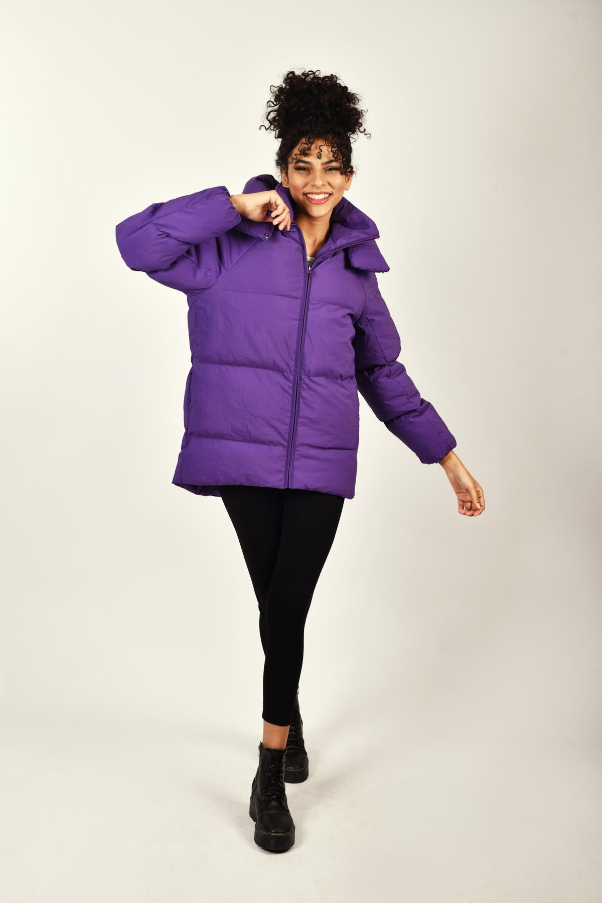 Rodi Oversize Hooded Plain Long Sleeve Women's Puffer Coat RD23KB020584