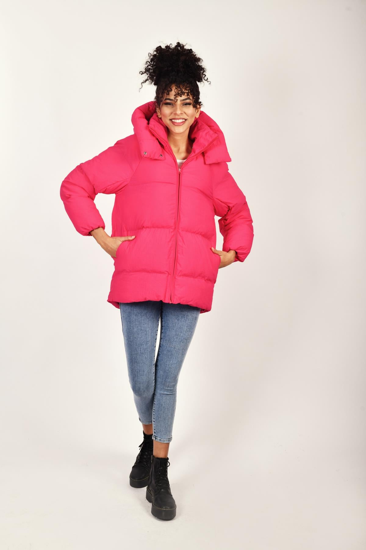 Rodi Oversize Hooded Plain Long Sleeve Women's Puffer Coat RD23KB020584