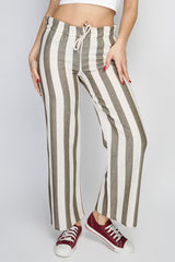 Rodi Rodi Women's Wide Striped Elastic Waist Wide Leg Trousers RD21YB010111