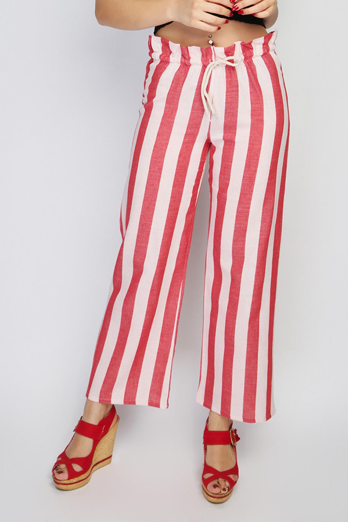 Rodi Rodi Women's Wide Striped Elastic Waist Wide Leg Trousers RD21YB010111