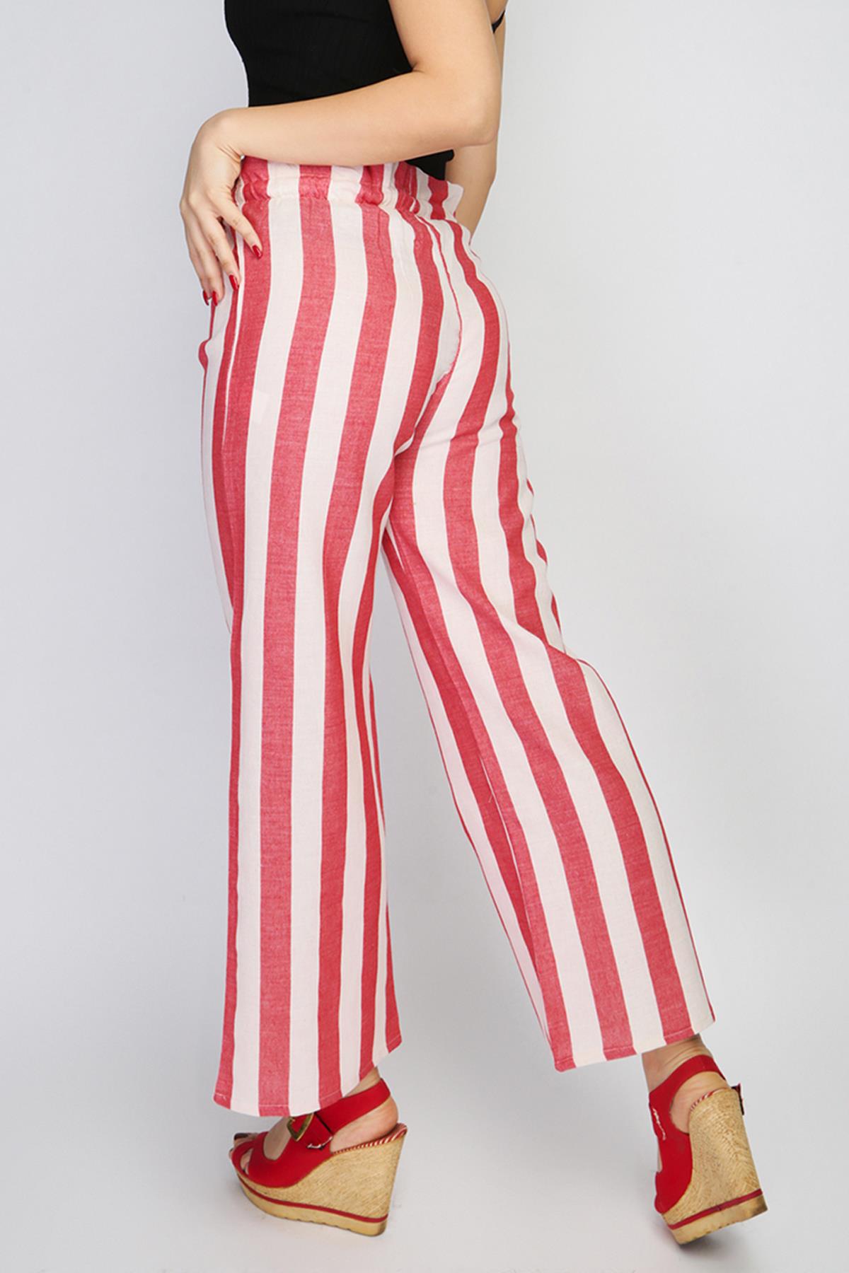 Rodi Rodi Women's Wide Striped Elastic Waist Wide Leg Trousers RD21YB010111