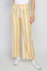 Rodi Rodi Women's Wide Striped Elastic Waist Wide Leg Trousers RD21YB010111