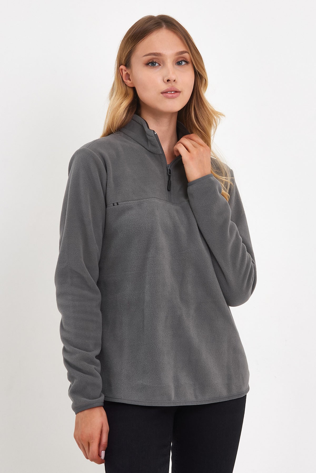 Rodi Half Zipper Stand Collar Fleece Sweatshirt RD24KE057000