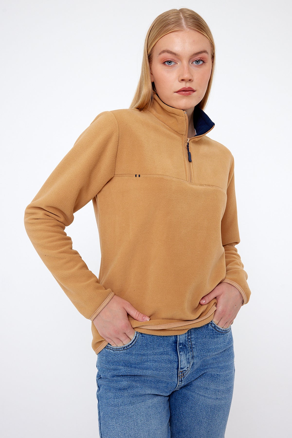 Rodi Half Zipper Stand Collar Fleece Sweatshirt RD24KE057000